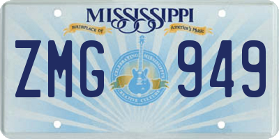 MS license plate ZMG949