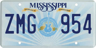 MS license plate ZMG954