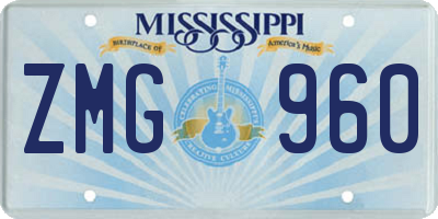 MS license plate ZMG960