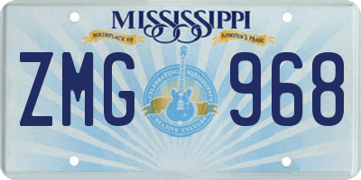 MS license plate ZMG968