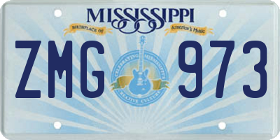 MS license plate ZMG973