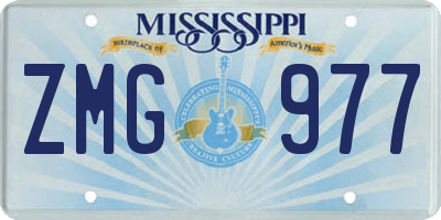 MS license plate ZMG977