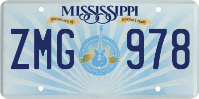 MS license plate ZMG978