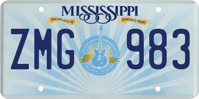 MS license plate ZMG983