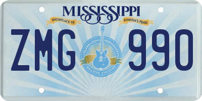 MS license plate ZMG990