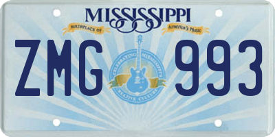 MS license plate ZMG993