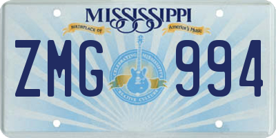 MS license plate ZMG994