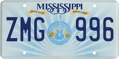 MS license plate ZMG996