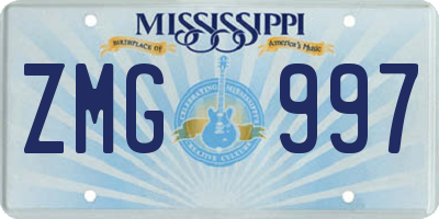 MS license plate ZMG997