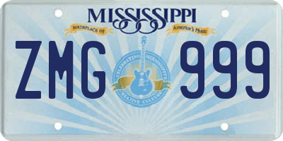 MS license plate ZMG999