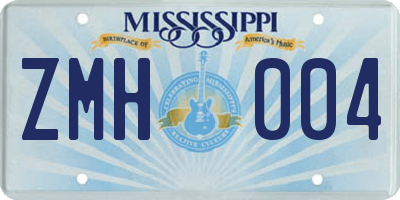 MS license plate ZMH004