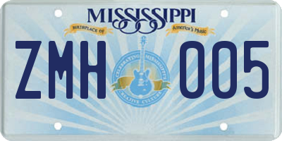 MS license plate ZMH005