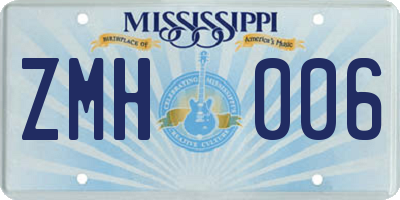 MS license plate ZMH006