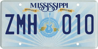 MS license plate ZMH010