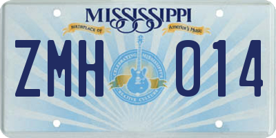 MS license plate ZMH014