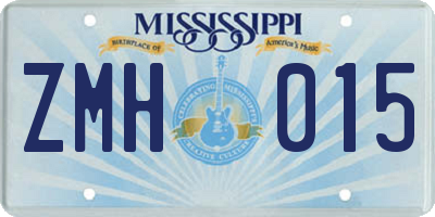 MS license plate ZMH015