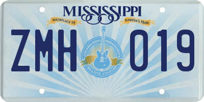 MS license plate ZMH019