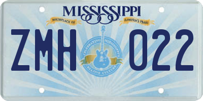 MS license plate ZMH022