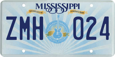 MS license plate ZMH024