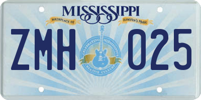 MS license plate ZMH025