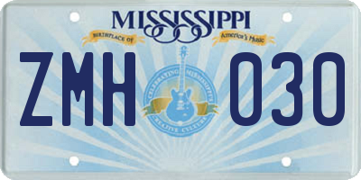 MS license plate ZMH030