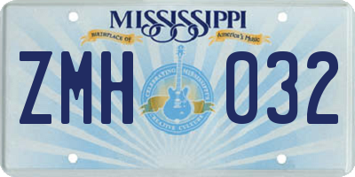 MS license plate ZMH032