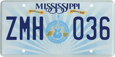 MS license plate ZMH036