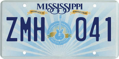 MS license plate ZMH041