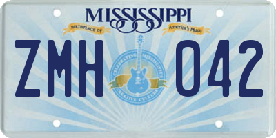 MS license plate ZMH042