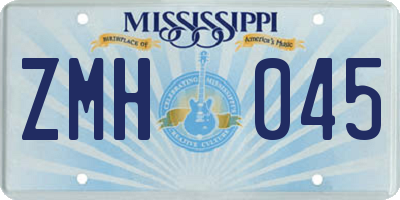 MS license plate ZMH045