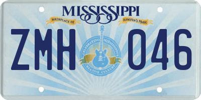 MS license plate ZMH046