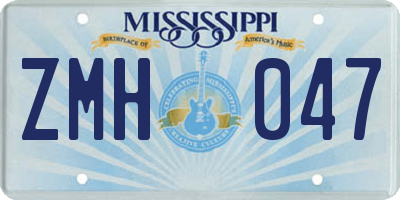 MS license plate ZMH047