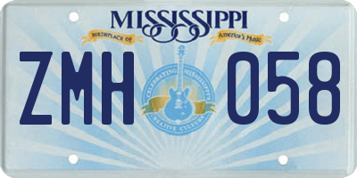 MS license plate ZMH058