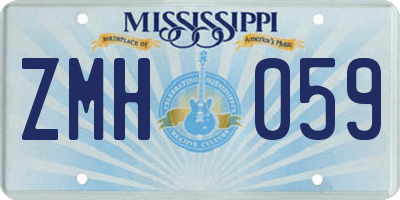 MS license plate ZMH059