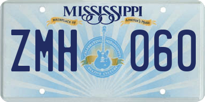 MS license plate ZMH060