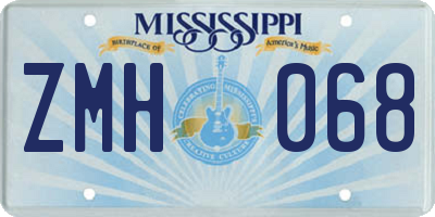 MS license plate ZMH068