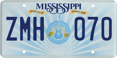 MS license plate ZMH070