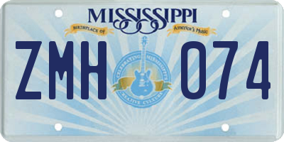 MS license plate ZMH074