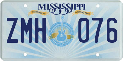 MS license plate ZMH076