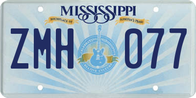 MS license plate ZMH077