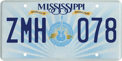 MS license plate ZMH078