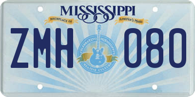 MS license plate ZMH080