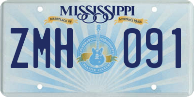 MS license plate ZMH091