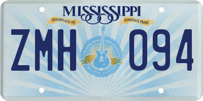 MS license plate ZMH094