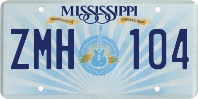 MS license plate ZMH104