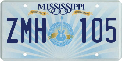 MS license plate ZMH105