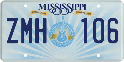MS license plate ZMH106