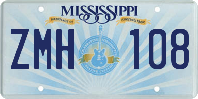 MS license plate ZMH108