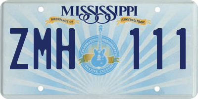 MS license plate ZMH111