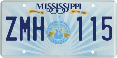 MS license plate ZMH115